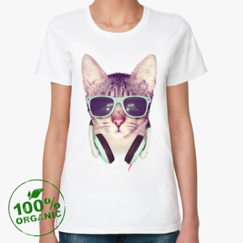 Женская футболка из органик-хлопка с принтом Cool Cat