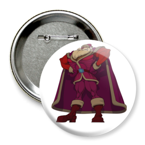 Значок 75мм с принтом   Могучий санта