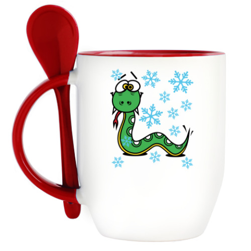 Кружка с ложкой с принтом Змея