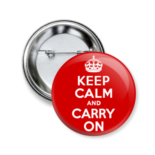 Значок 50мм с принтом Keep Calm and Carry On