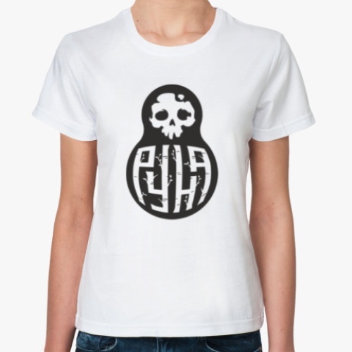 Классическая футболка с принтом матрешка