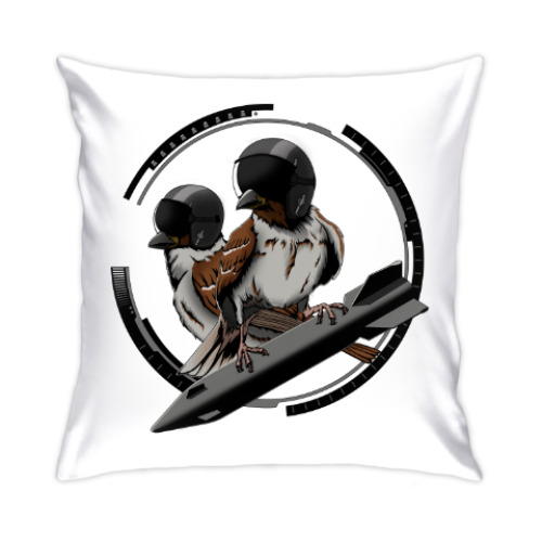Подушка с принтом Птицы воробьи-истребители