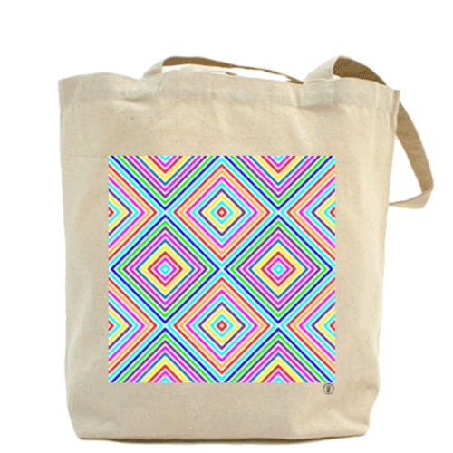 Сумка шоппер с принтом Цветные квадраты.