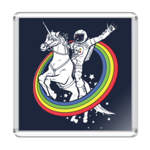 Магнит с принтом Космонавт на единороге