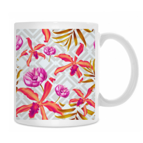 Кружка с принтом Цветы