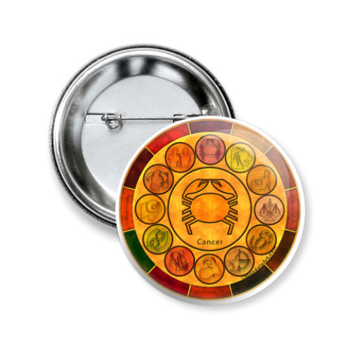 Значок 50мм с принтом Рак