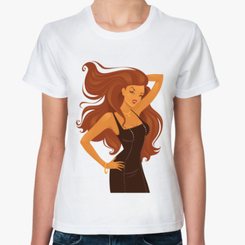 Классическая футболка с принтом Девушка