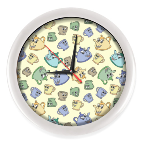 Настенные часы с принтом Чайники