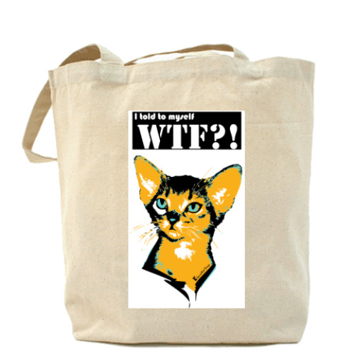 Сумка шоппер с принтом WTF, Kitty?!