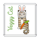 Магнит 6.5 x 6.5 см Кот заяц на диете и морковь