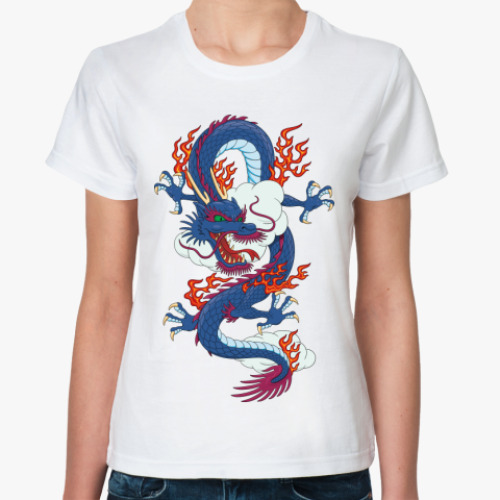 Классическая футболка с принтом Дракон