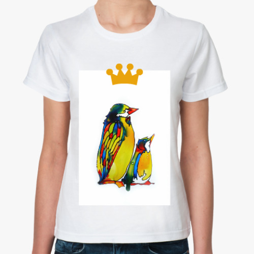 Классическая футболка с принтом Пингвины королевские