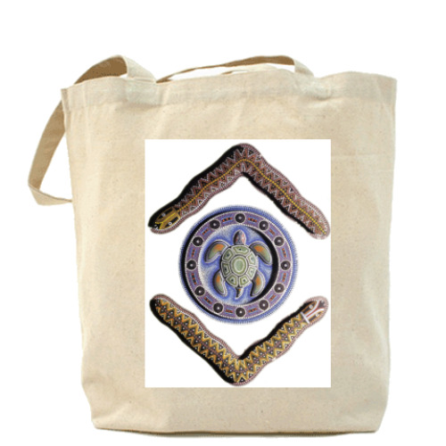 Сумка шоппер с принтом Черепаха и бумеранги