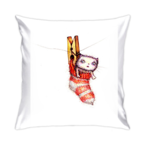 Подушка с принтом Котёнок в носке