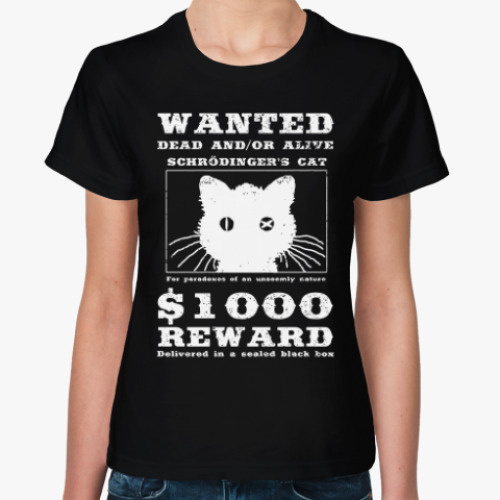 Женская футболка с принтом Кот Шрёдингера