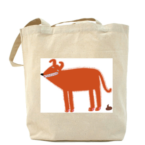 Сумка шоппер с принтом собака и какашка