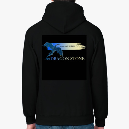 Толстовка худи с принтом Синий дракон. Драконий камень.