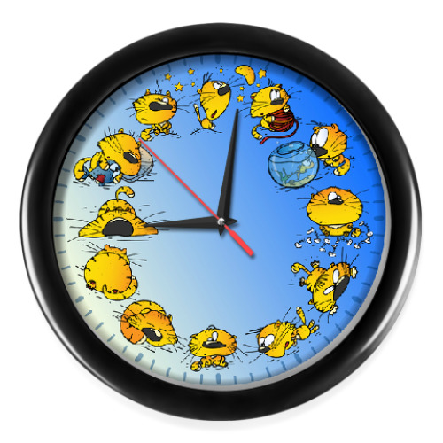 Настенные часы с принтом Обычный день Кота