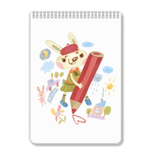 Блокнот с принтом Зайка