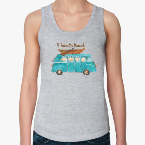 Женская майка с принтом путешествие начинается!