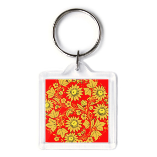 Брелок с принтом Подсолнухи хохлома