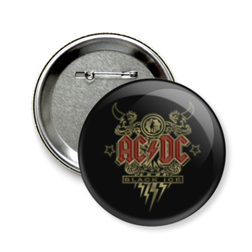 Значок 58мм с принтом AC/DC