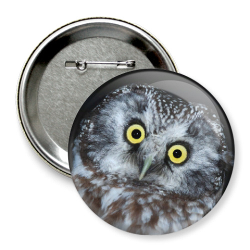 Значок 75мм с принтом Сова