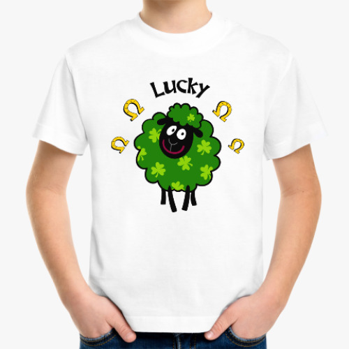 Детская футболка с принтом Овечка Lucky