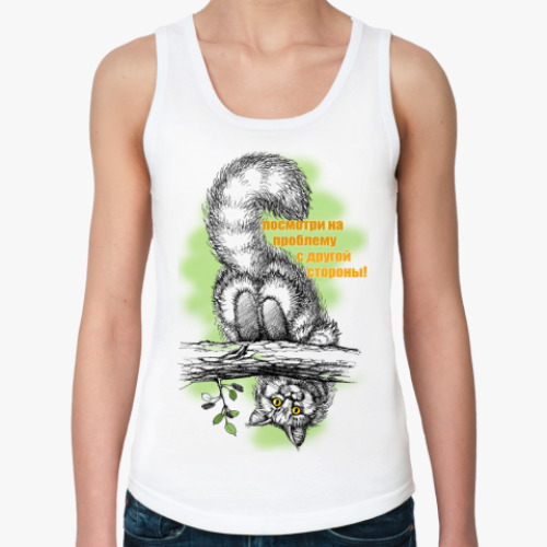 Женская майка с принтом  'Посмотри!'