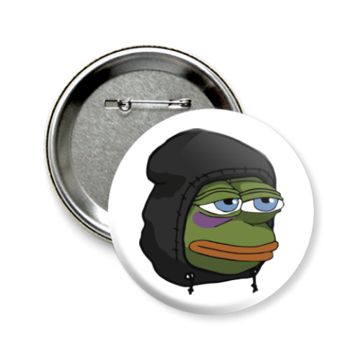 Значок 58мм с принтом Лягушка Пепе