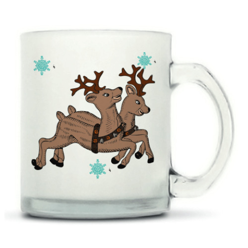 Кружка матовая с принтом Снежные олени