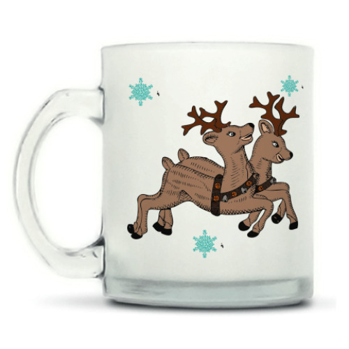 Кружка матовая с принтом Снежные олени