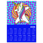 Календарь A2 2026, синий Единорог Дэб