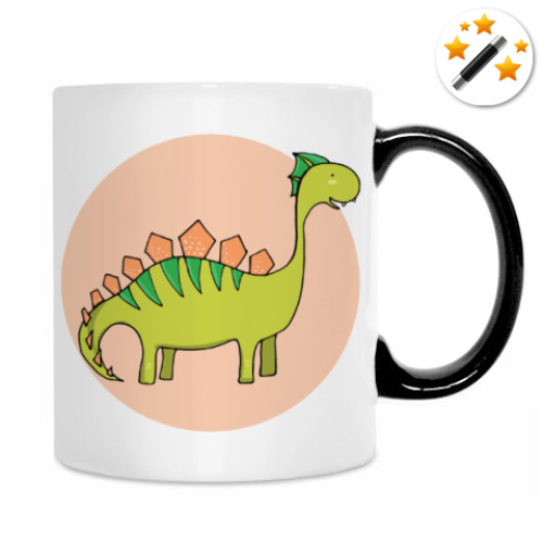 Кружка-хамелеон с принтом Динозаврик
