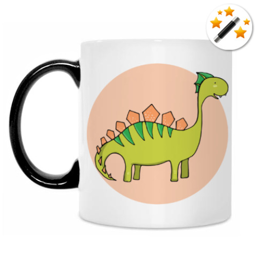 Кружка-хамелеон с принтом Динозаврик