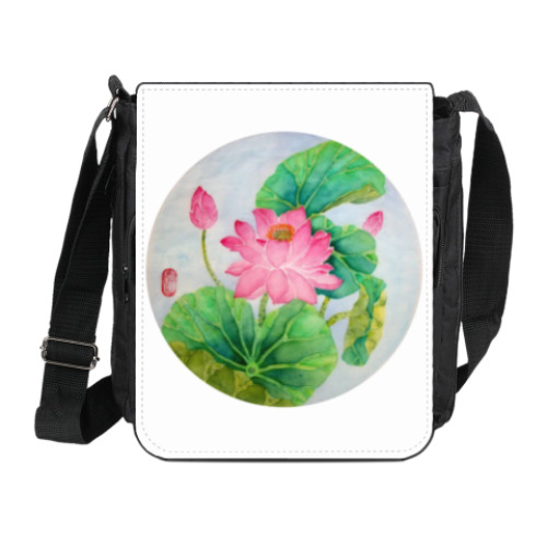 Сумка на плечо (мини-планшет) с принтом Лотосы