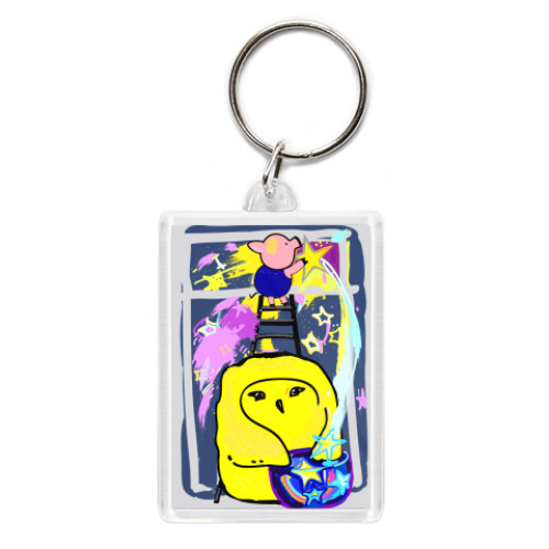 Брелок с принтом Поросенок и совенок собирают звезды