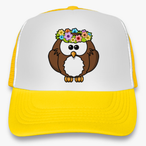 Кепка-тракер с принтом Сова с цветами