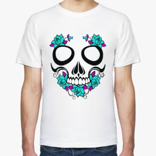 Футболка с принтом Череп с цветами