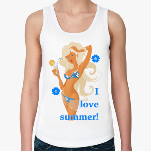 Женская майка с принтом I love summer (Я люблю лето)