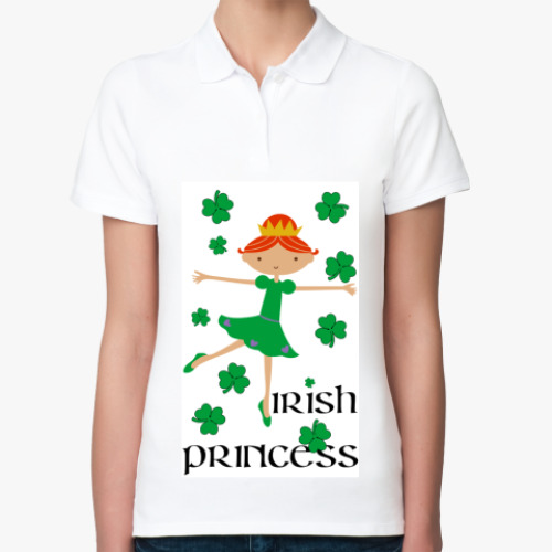 Женская рубашка поло (печать) с принтом Irish princess