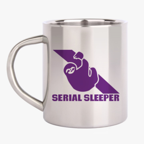 Кружка металлическая с принтом Серийный Ленивец