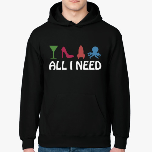 Толстовка худи с принтом Всё что мне нужно