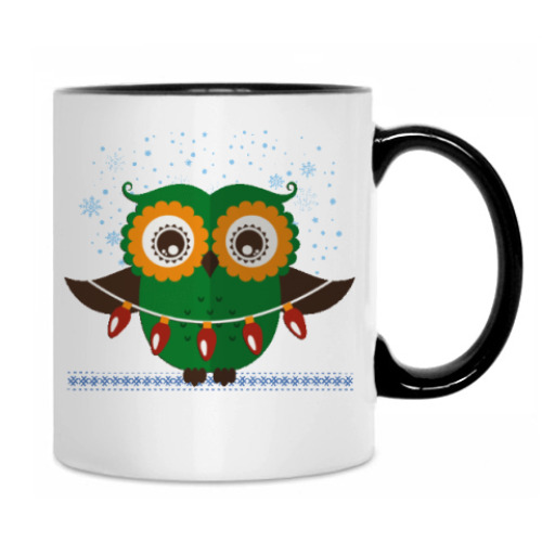 Кружка с принтом Зимняя сова
