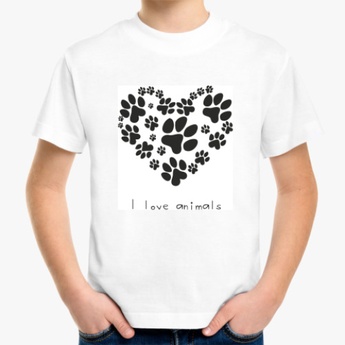 Детская футболка с принтом I love animals