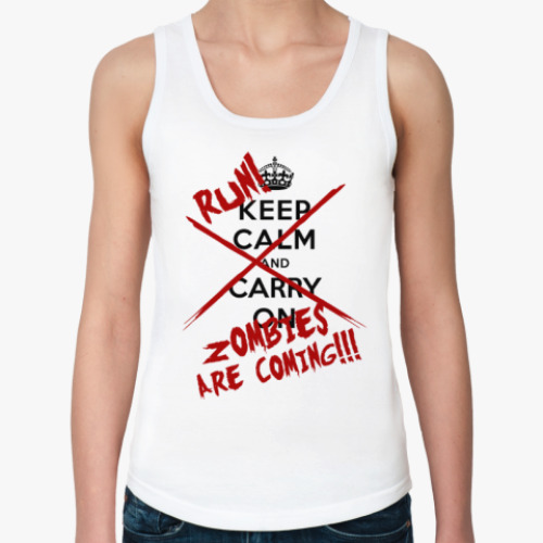 Женская майка с принтом Беги! Зомби идут!!!