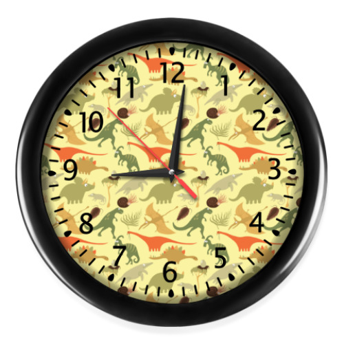 Настенные часы с принтом Динозавры
