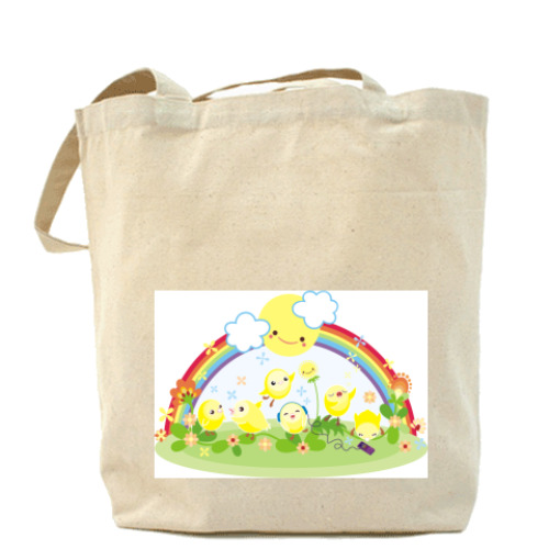 Сумка шоппер с принтом Цыплята