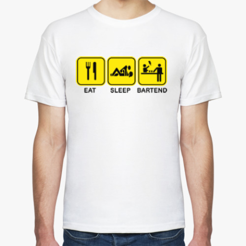 Футболка с принтом Eat, sleep, bartend.