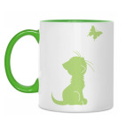 Двухцветная кружка Котенок и бабочка